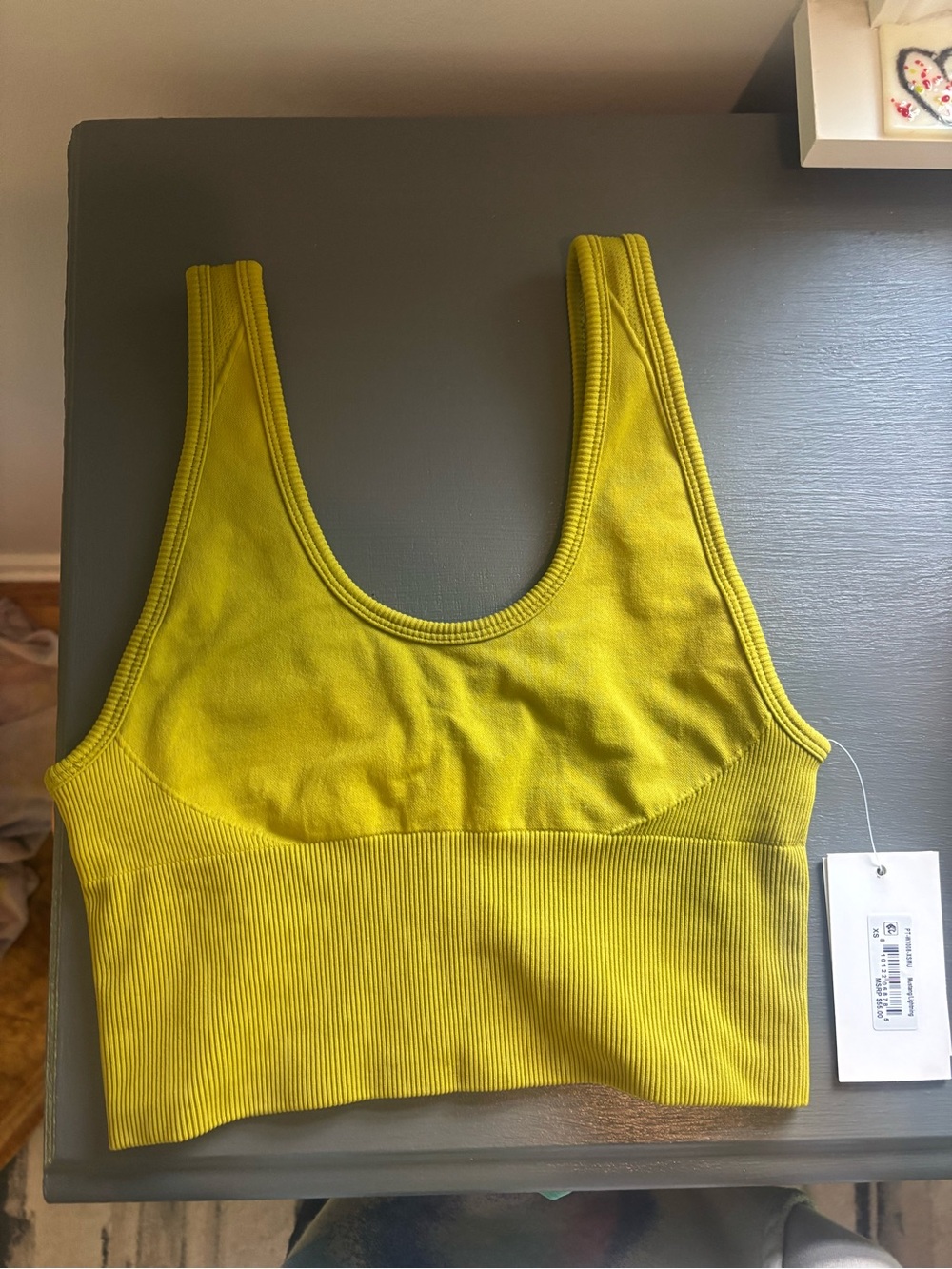 Ribbed Low-Impact Sports Bra in Chartreuse Yellow